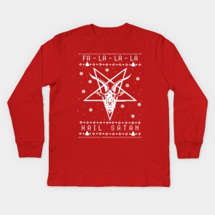 fa la la la HAIL SATAN - ugly christmas sweater Kids Long Sleeve T-Shirt